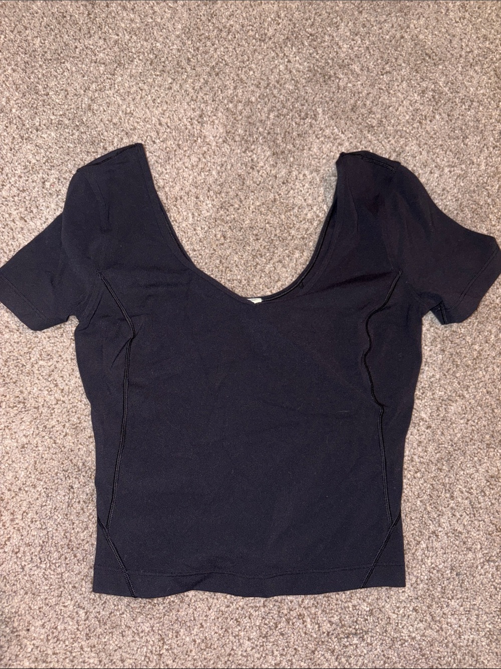 Black Scoop Neck Short Sleeve Women's Top
